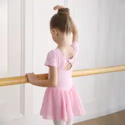 バレエスカート子供体操スーツ夏ワンピース練習着女の子半袖ダンスダンススーツ子供の中国舞踊