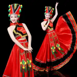 李民族ダンス衣装大スイングスカート新しいミャオ族少数民族パフォーマンス衣装トゥチャトーチランプフェスティバルパフォーマンス衣装女性