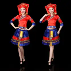 李とミャオ族のダンス衣装新しい少数民族パフォーマンス衣装土家姚荘大人プリーツスカート女性