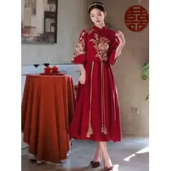 妊婦チャイナトースト服花嫁 Xiuhe 服ワインレッド結婚式の新しい中国の婚約ドレス大サイズ脂肪ミリメートル女性