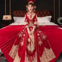 Xiuhe服花嫁2023新しいウェディングドレス中国風のウェディングドレスカップルドラゴンとフェニックスコート小さなショーと夏