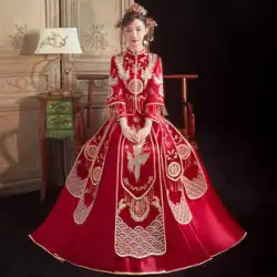Xiuhe服2023新しい花嫁の結婚式のトースト服ドラゴンとフェニックスのウェディングドレス中国のウェディングドレス夏スリム