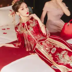 シニア夏 Xiuhe 服花嫁重工業ドラゴンとフェニックスのガウン 2023 新しい中国のウェディングドレス結婚式の乾杯服女性