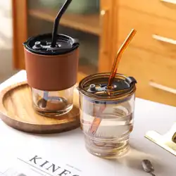 シェリ竹カップガラスストローカップ家庭用飲料カップ女性のオフィスポータブルコーヒーカップ付属カップ