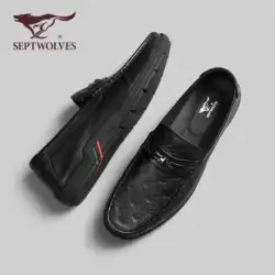 Septwolves Doudou 靴メンズカジュアル革靴ワンペダル駆動 Lok Fu 紳士靴 2023 新しい夏の通気性