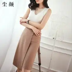 Chenyan 春夏非対称ワンピースラップスカートカーキオールマッチペンシルスカートスカート女性 A918
