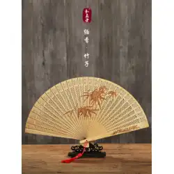 Heshantang ファン中国風のギフトサンダルウッドファン古代スタイル中空クラフト全体木製ファン扇子女性ビルマ香木製ファン
