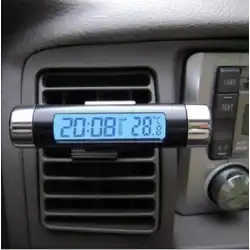車の空気出口透明液晶ディスプレイ温度計車の電子時計車のタイムクロックカー用品ナイトライト付き