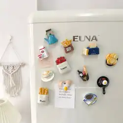イン風冷蔵庫ステッカー 3D 立体クリエイティブ磁気ステッカーシミュレーション食品パンメッセージステッカー鉄吸収石写真の背景