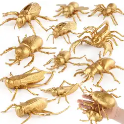 11 ゴールデン昆虫モデル固体シミュレーションユニコーンバッタバッタクリケット蜂クモサソリおもちゃ