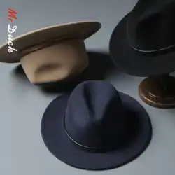 mrduck 手作り超微細ウール帽子男性紳士ジャズ帽子英国チベットフェルト帽子秋と冬のメンズ帽子