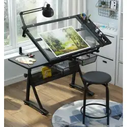 ガラス昇降式絵画テーブル製図帳絵画絵画絵画アートコンピュータデザイナーデスクワークベンチテーブル