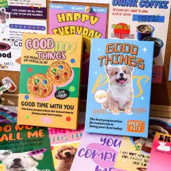 誠品の良いもの箱入りポストカードインキュアグルメ動物誕生日ギフトメッセージ祝福グリーティングカードを参照してください。