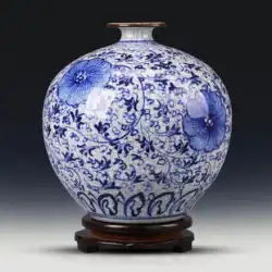 景徳鎮陶磁器青と白の磁器花瓶装飾リビングルームフラワーアレンジメントレトロホームデコレーション手描きアンティーク磁器花瓶