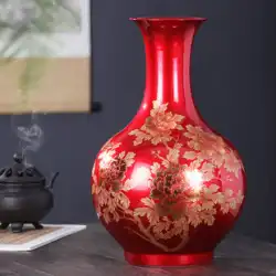 景徳鎮セラミック花瓶飾り中国赤いフラワーアレンジメント中国風のホームリビングルームの装飾工芸品磁器花瓶