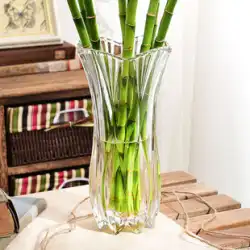 花瓶の装飾リビングルームフラワーアレンジメントシンプルな家庭用大型ユリ豊かな竹水耕ドライフラワー透明ガラス花瓶