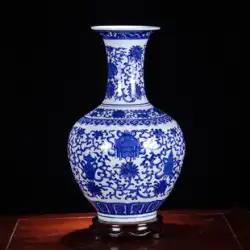 景徳鎮セラミック花瓶フラワーアレンジメント青と白の磁器アンティーク中国のホームリビングルーム Bogu フレーム小さな装飾