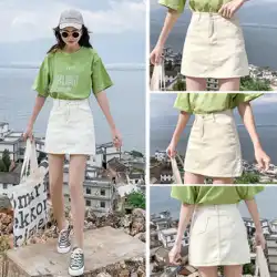 オフホワイトのデニムスカートの女性の 2023 夏の新しい韓国版の白の A ラインスカートイン超ホットバッグヒップショートスカート