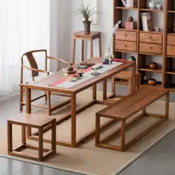 新しい中国風の無垢材ティーテーブルと椅子の組み合わせティールーム家具禅アンティークニレティーテーブル中国風のカンフーティーテーブル