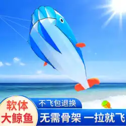 クジラソフト凧 大人専用 子供用 そよ風で飛ばしやすい 立体骨なし大型サメネット レッド 2023新