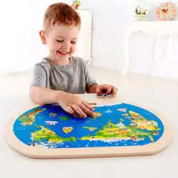 Hape 世界地図パズル 3-6 歳の子供の木製ベビー立体木製早期教育ジグソーパズルパズルおもちゃ