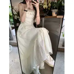 背の高い 175 菌サイドスリングドレス女性の夏のハイエンド気質スリムフランスの妖精マキシスカート