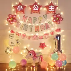 インターネット有名人の女の子の女の赤ちゃんの誕生日装飾用品バルーン背景壁ハッピーバースデーパーティーシーンのレイアウト