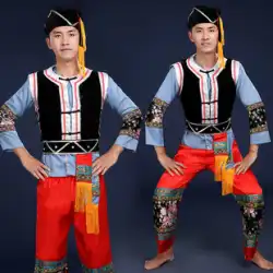 新しい少数民族ダンス衣装パフォーマンス衣装紳士服イーとミャオ族の衣装チワン族のステージ衣装ドラムパフォーマンス