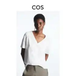 COS レディース スタンダードバージョン Vネック半袖Tシャツ ホワイト 新品 1002949002