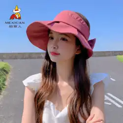 かかし日よけ帽子女性韓国語バージョン 2021 夏日焼け止め顔を覆う空のトップハットと大きなエッジの抗紫外線日よけ帽子