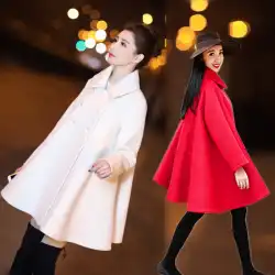 韓国マントコート女性の秋冬 2022 新しい小さいミドル丈ルーズ a バージョンスカートウールコート