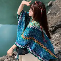 16色〜Xu Hondouと同じスタイルの雲南麗江観光写真ショール女性のエスニックスタイルの厚いマントの外側のマント