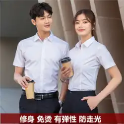 2022 韓国版の新しい弾性男性と女性の白シャツプロフェッショナルドレス作業服大きいサイズ半袖ツーリングシャツ夏