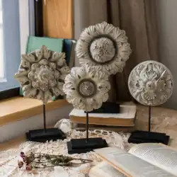 漢の花の形をした樹脂飾り古典的なパターンの木彫りアンティークレトロな装飾デスクトップポーチギフト