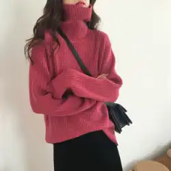 2022 秋と冬の新しい大きなラペル底シャツ女性のセーターハイカラープルオーバーアウタールーズオールマッチ肥厚ニットセーター