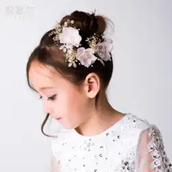 2023 新しい女の子のヘアアクセサリー子供の誕生日ピンクアクセサリー小さなフラワーガールヘッドジュエリー女の子韓国スタイルの花のヘアピン