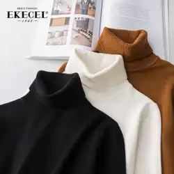 2023 秋冬の新作ハイネックセーターメンズ韓国版トレンディなハーフニットセーターとボトリングシャツとベルベットの厚み
