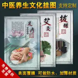 健康博物館の装飾壁図カッピング灸フットセラピーヘルスケア宣伝ポスター伝統的な中国医学健康スローガン宣伝ポスター