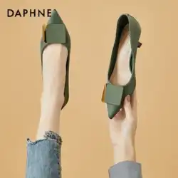 ダフネハイヒールの靴の女性の 2023 新しい細いヒールの緑の靴ミッドヒールの女性の靴の気質レディースファッションシングルシューズ