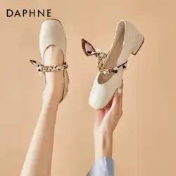 ダフネメアリージェーン靴女性のハイヒール 2023 新しい夏のイブニングシューズシングルシューズフランスの女性の靴厚いヒールの革靴