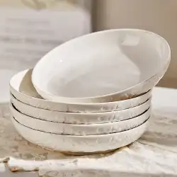 高級皿皿 家庭用 純白 8寸皿 見栄えの良い 陶板 深皿 皿 食器