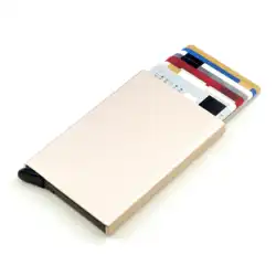 自動カードボックス クレジットカードボックス メタルカードバッグ カードボックス収納ボックス 男性と女性の年次総会 NFC防止RFID信号銀行カードボックス キャリーオンカードボックスポップアップを防ぐカスタム盗難防止ブラシ
