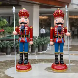 屋外漫画くるみ割り人形の兵士グラスファイバー彫刻ショッピングモールホテル入口ウェルカム装飾風景装飾