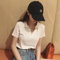 2023 夏の新半袖 tシャツ女性 ins 潮韓国語バージョンスリムアメリカンポロシャツシックな香港スタイルのホットガールトップ