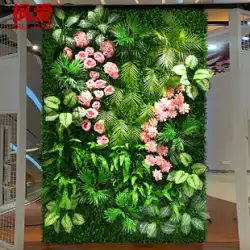 模擬植物壁ライブルームネット赤画像人工偽の花の壁緑の植物の背景芝生の壁の装飾緑化