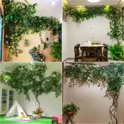 シミュレーション木のつるの葉の枝偽の葉リビングルーム屋内緑の植物のつる偽の花籐天井植物の壁の装飾