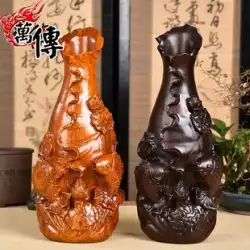 Wanchuan 木彫り花瓶装飾品マホガニー魚花瓶 1 組の無垢材以上 1 年以上の手工芸品彫刻ギフトジュエリー