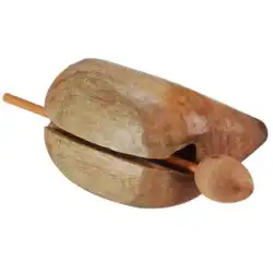[Le Charm] 木製魚用品 クラッパー 無垢材 子供の早期教育 木製魚打楽器 ログカラー スティック付きセット