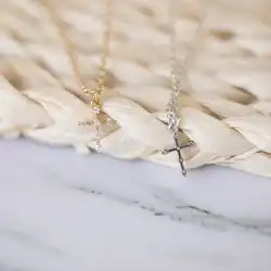 2021 新オールジルコン鎖骨チェーン韓国スタイルのシンプルなファッションクロスダイヤモンドネックレスニッチ多目的ネックレス