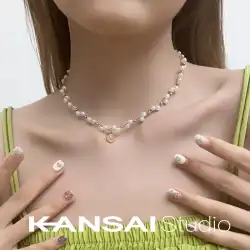KANSAI 人頭コインパールネックレスライト高級ニッチデザイン女性のフレンチ鎖骨チェーンハイエンドの気質アクセサリー